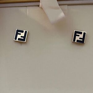 Fendi Black and Gold Square studs